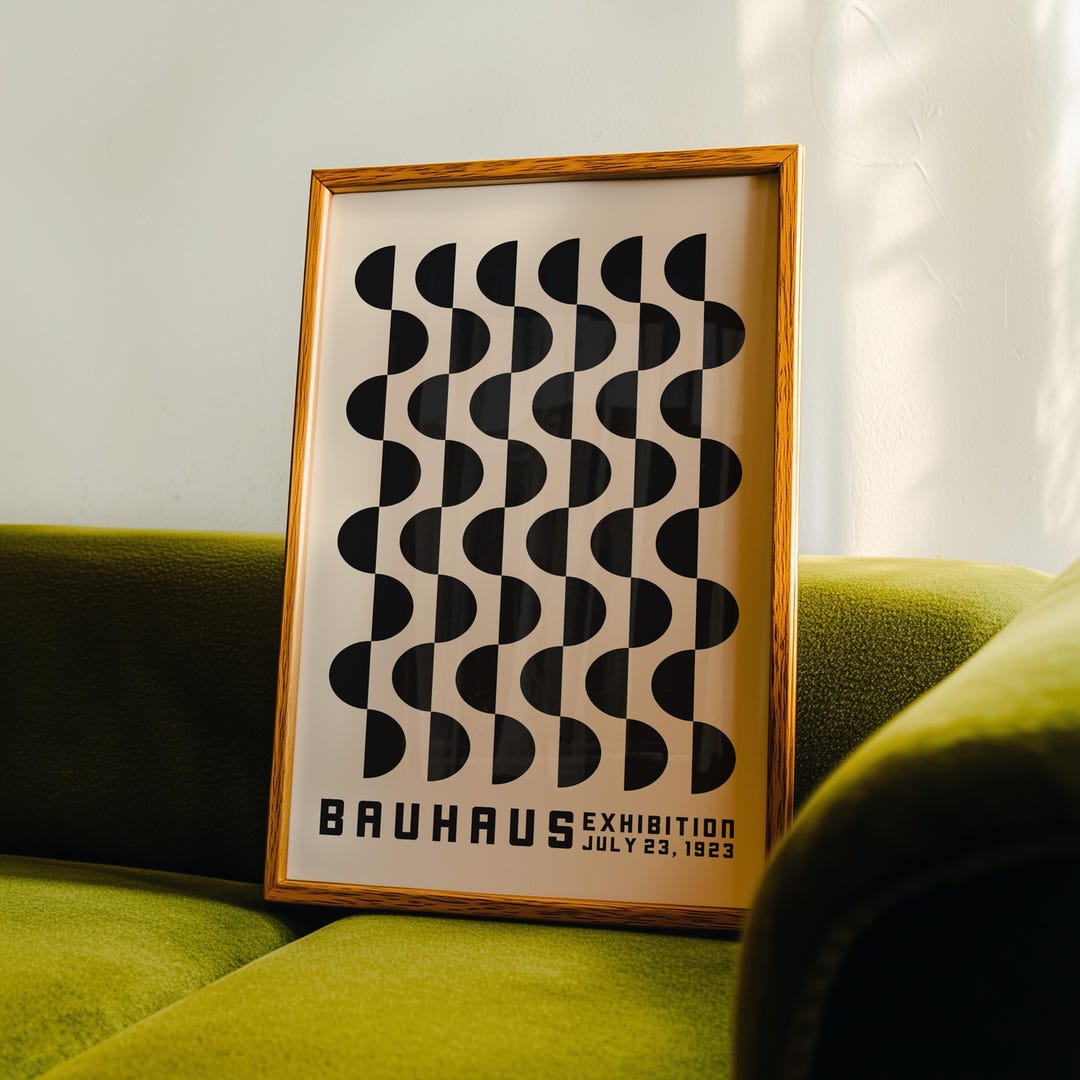 Bauhaus Geometric Poster, Printable Wall Art, Mid Century Modern Art ...