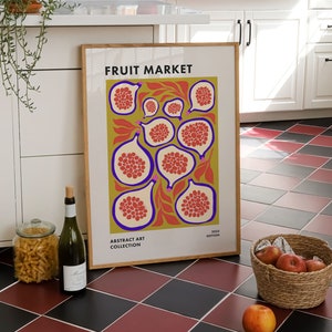 Retro Kitchen Wall Art, Fruit Market Print, Colorful Dining Room Wall Decor, Maximalist Modern Poster, Printable Digital Download