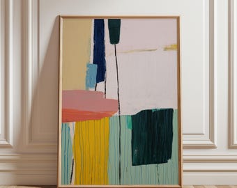 Abstract Contemporary Art, Printable Colorful Painting, Minmimalist Eclectic Print, Modern Color Blocks Poster, Digital Download