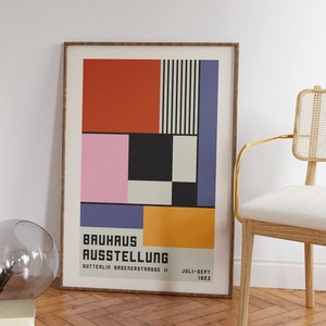 Bauhaus Exhibition Poster 1923, Geometric Mid Century Modern Wall Art ...