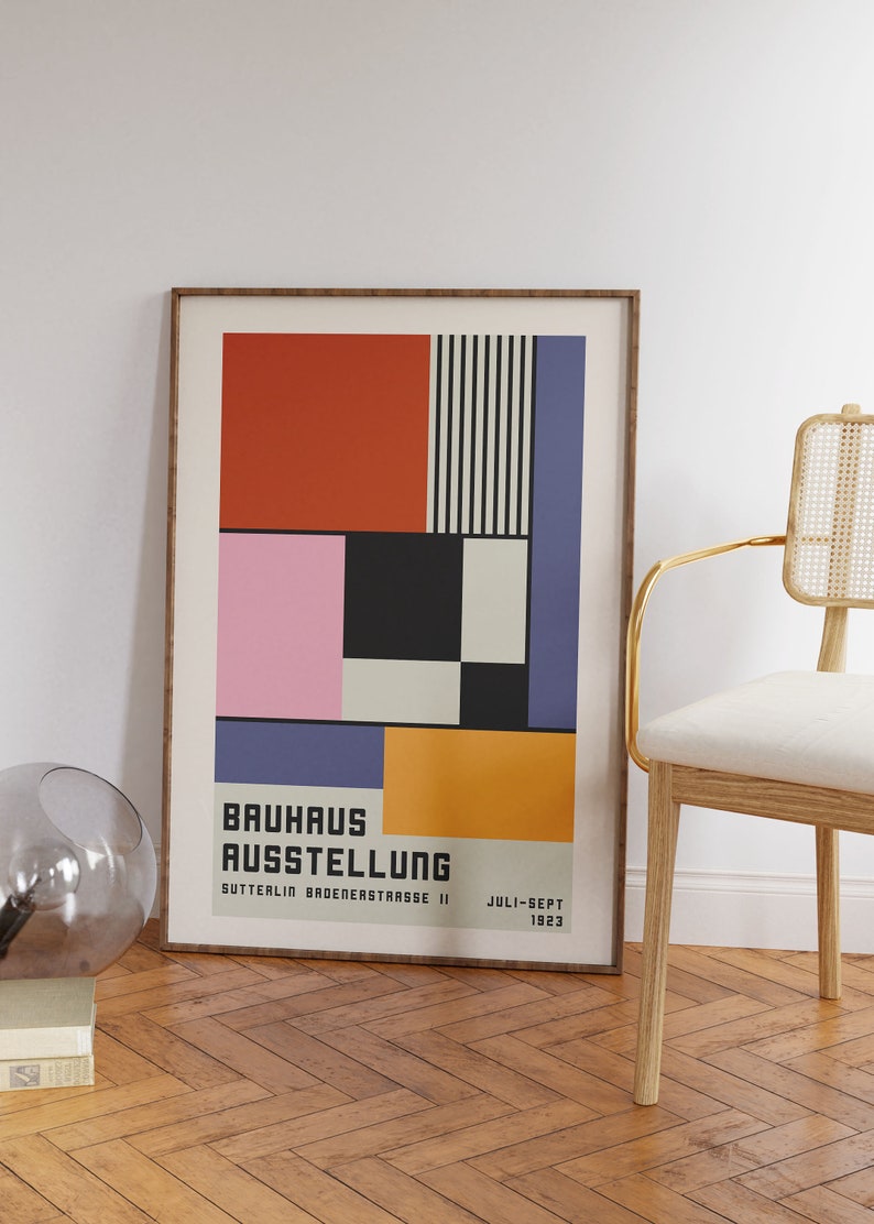 Bauhaus Exhibition Poster 1923, Geometric Mid Century Modern Wall Art ...