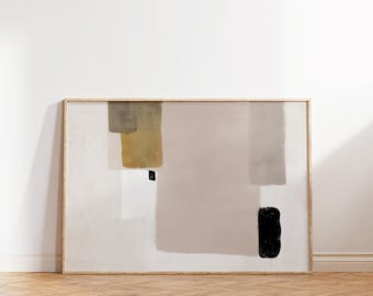 Minimalist Printable Wall Art Abstract Contemporary Print Large Horizontal Wall Art in Neutral Muted Tones Modern Poster Digital Download