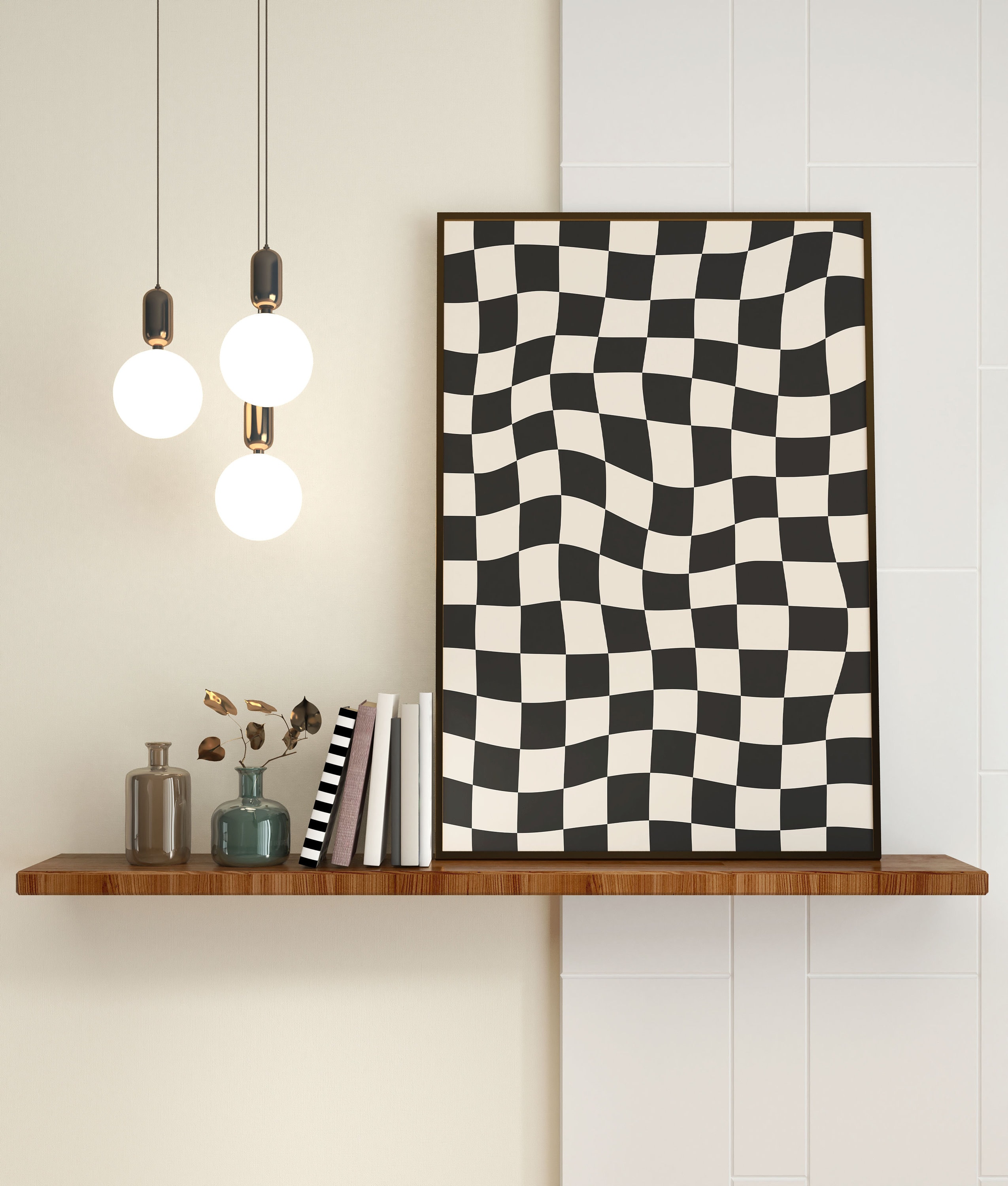 Black and White Checkered Decor, Funky Wall Art Digital Download
