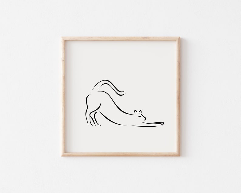 Picasso Cat Line Art Print Black and White Minimalist Wall - Etsy