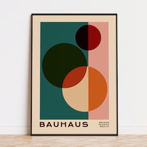 Bauhaus Retro Poster, Geometric Mid Century Modern Wall Art, Vintage ...