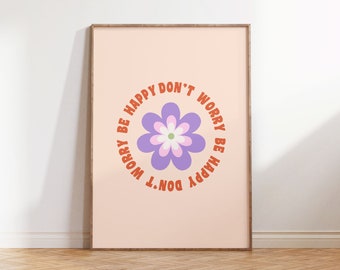Funky Retro Wall Art, 60s 70s Aesthetic Print, Afirmación Citas Arte de pared, Groovy Preppy Room Decor, Flower Poster Descarga digital