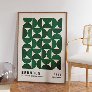 Bauhaus Exhibition Poster 1923, Emerald Green Wall Art, Retro Mid ...