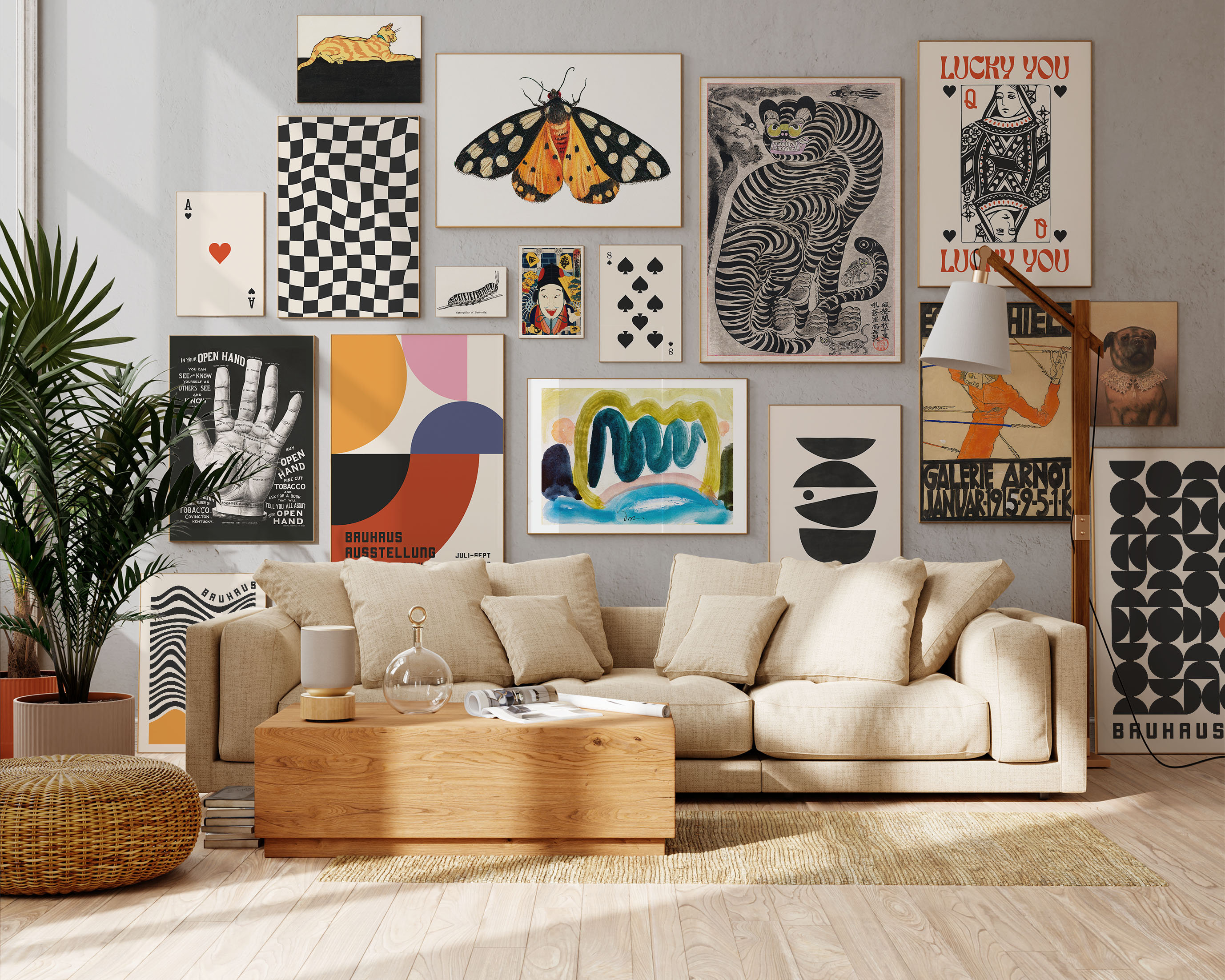 Maximalist Gallery Wall Set, Eclectic Quirky Wall Art, Printable