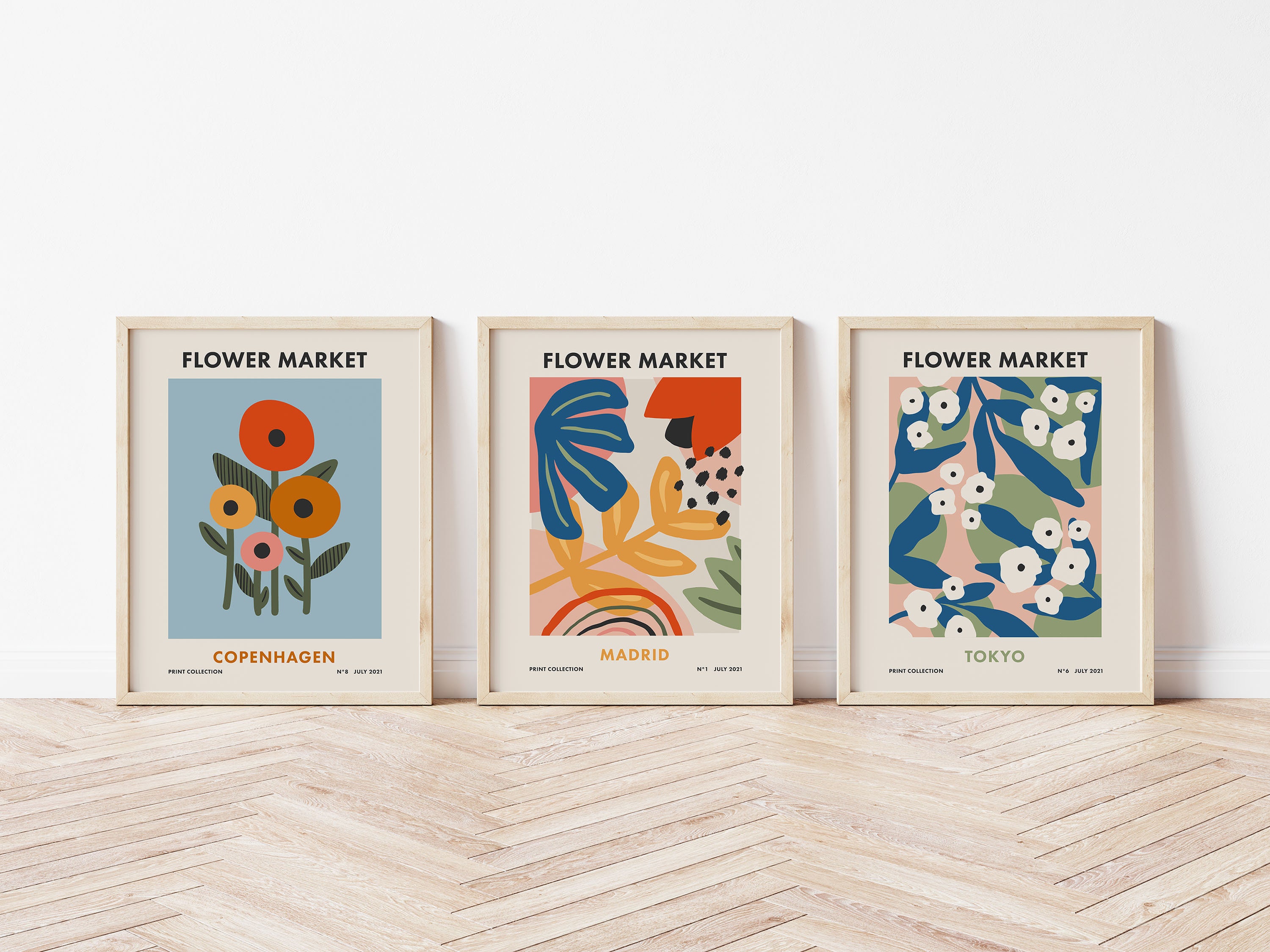 Flower Market Set of 9 Digital Prints, Colorful Retro Floral Poster in ...