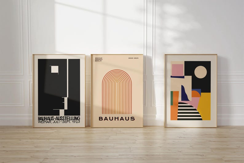 Set of 9 digital prints in mid century modern stylebauhaus print