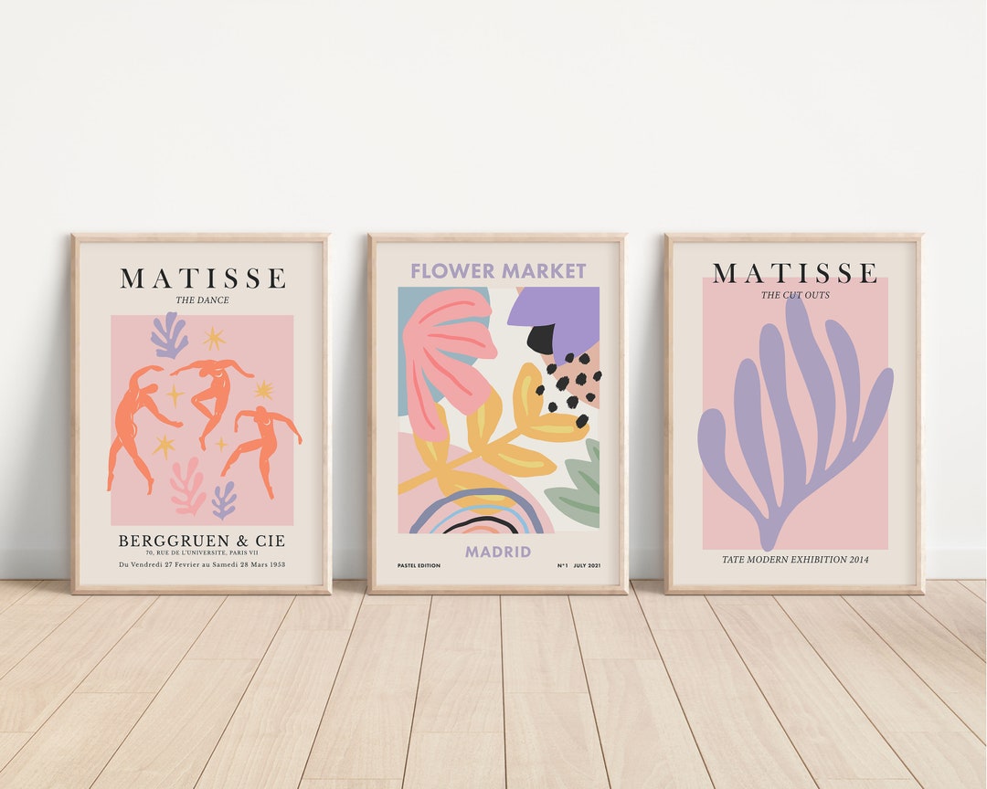 Henri Matisse and Flower Market Set of 3 Prints, Pink Wall Art and ...