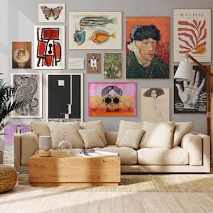 Eclectic Gallery Wall Set, Maximalist Decor Bundle, Printable Exhibition Posters and Vintage Prints, Living Room Decor Digital Download