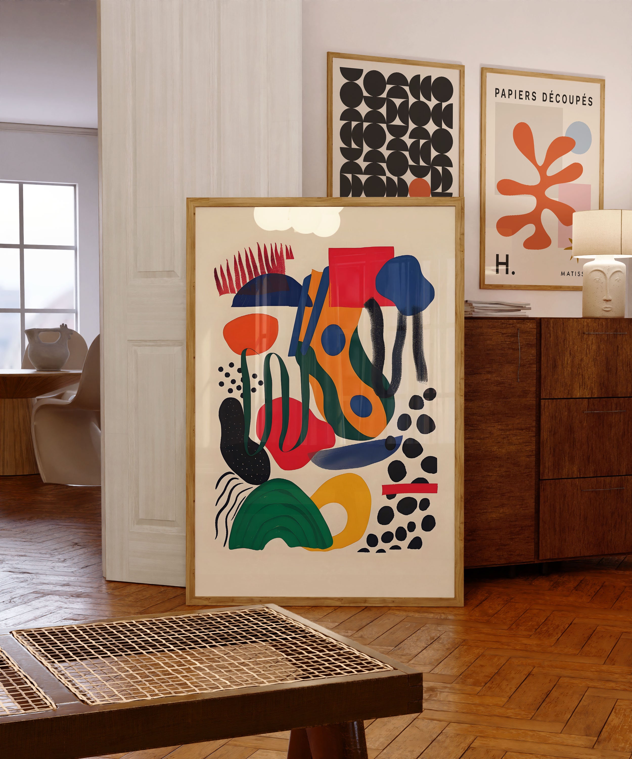 Arte de parede maximalista eclética, impressão de arte contemporânea peculiar, pôster colorido brilhante, decoração de escritório de sala de estar, download digital