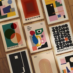 Set of 9 digital prints in mid century modern stylebauhaus print