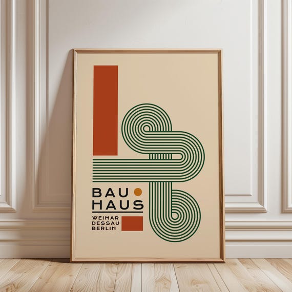 Bauhaus Print Retro Mid Century Modern Wall Art Vintage Exhibition