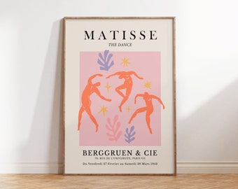 Matisse Cutout Pink Print, Exhibition Poster in Pink Orange, Girly Bedroom Wall Art Instant Download