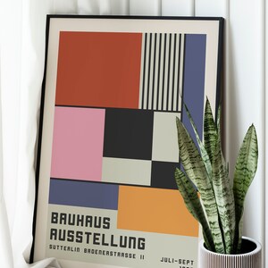 Bauhaus Exhibition Poster 1923, Geometric Mid Century Modern Wall Art ...