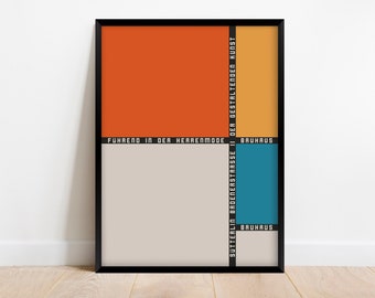 Bauhaus Exhibition Poster Print, Mid Century Modern Art Digital Download, Theo Van Doesburg Ausstellung, Colorful Geometric Wall Art
