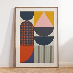 Colorful Retro Bauhaus Print, Geometric Mid Century Modern Art, Bauhaus Poster Maximalist Style Digital Download