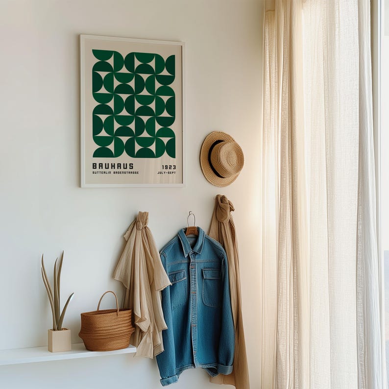 Bauhaus Exhibition Poster 1923, Emerald Green Wall Art, Retro Mid ...