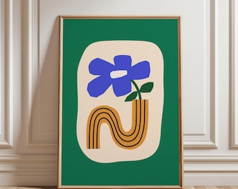Groovy Dopamine Decor Funky Preppy Wall Art Quirky Maximalist Flower Print Eclectic Floral Art Trendy Poster Cool Teen Room Decor