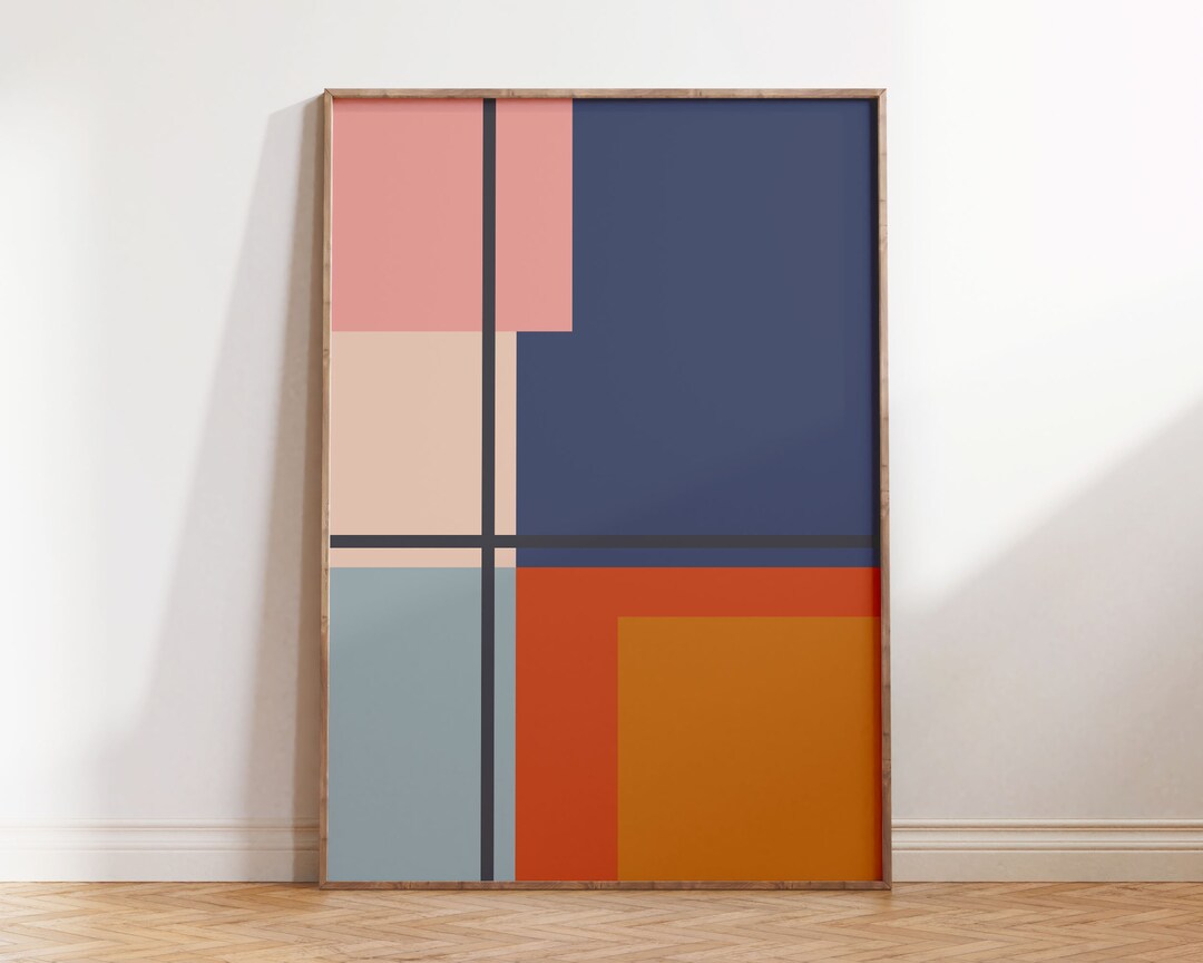 Mid Century Modern Retro Poster, Bauhaus Abstract Geometric Print ...