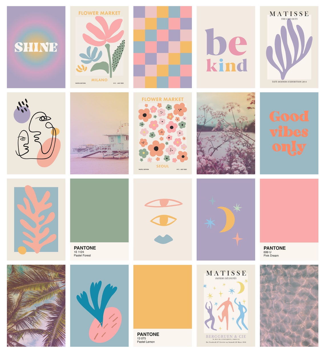 Danish Pastel Wall Collage Kit Flower Market Prints Matisse - Etsy