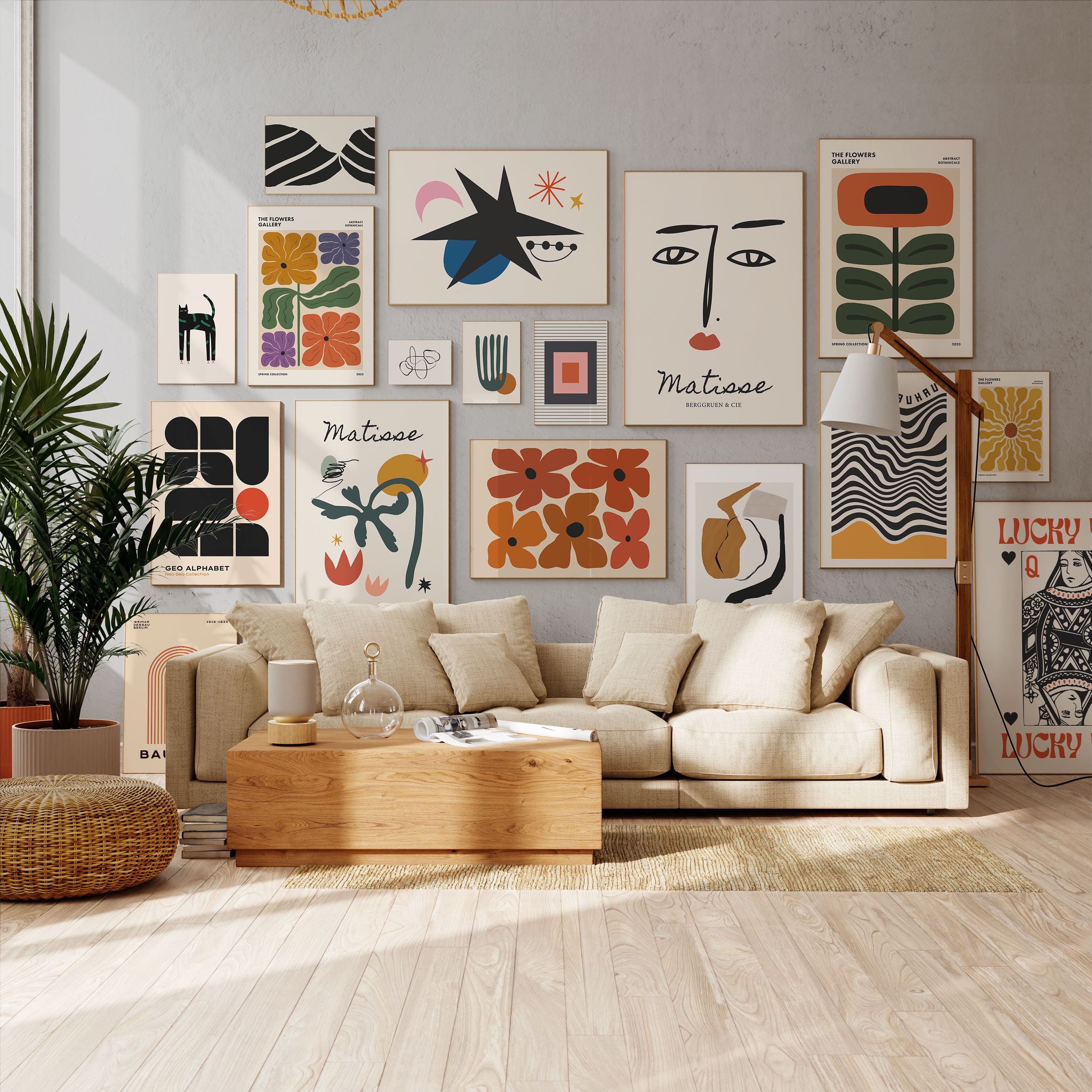 マキシマリスト ギャラリー ウォール セット、折衷的なカラフルなウォール アート、トレンディな展示ポスター、マティス バウハウス フラワー マーケット  ウォール アート デジタル ダウンロード - Etsy 日本 VIYYIEA ゴールドフレームウォールアート キャンバスプリント ...