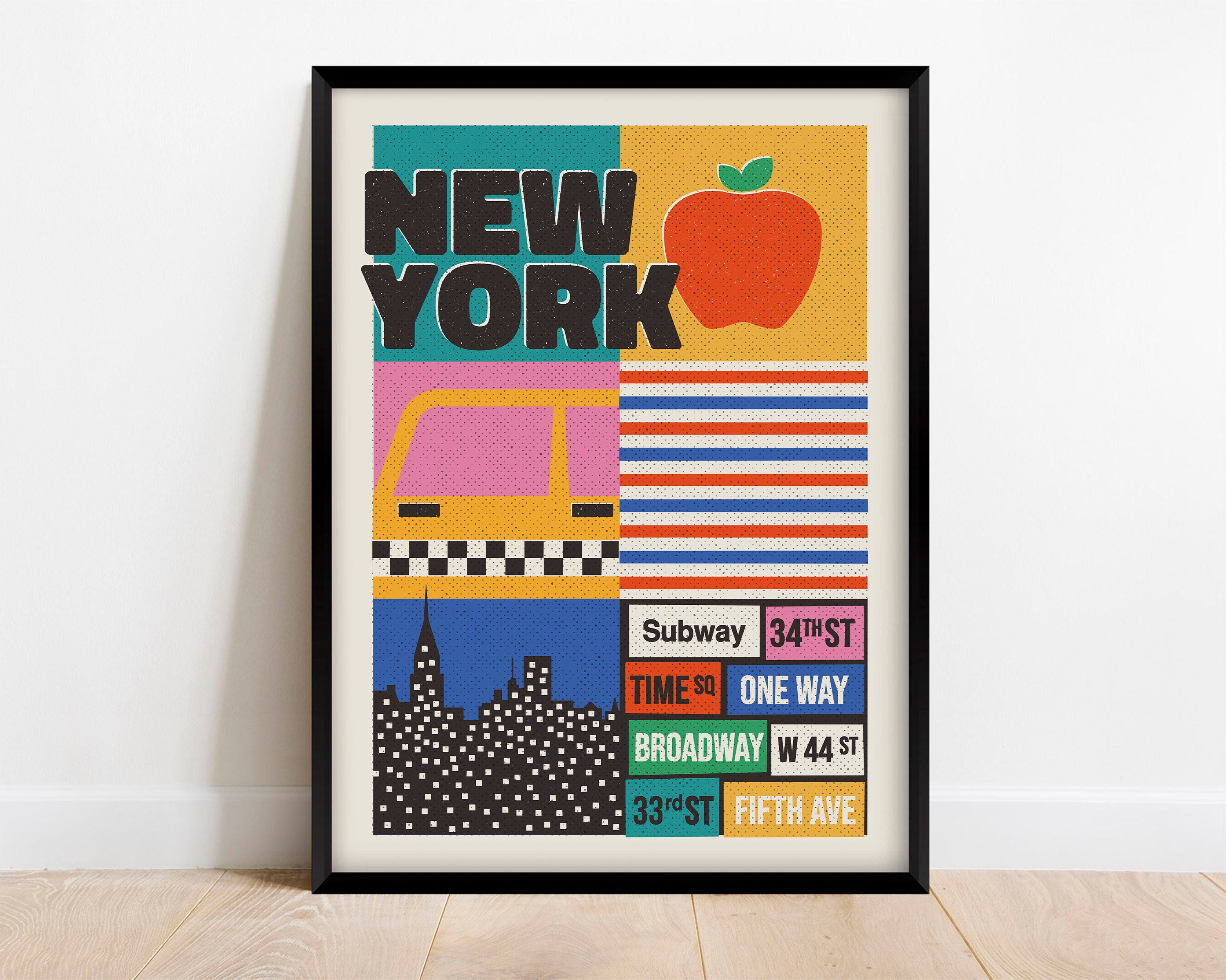 New York City Travel Poster, Retro 80's 90's Aestethic Digital