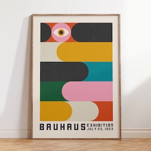 Bauhaus-Ausstellungsposter, eklektischer bunter geometrischer Druck, Funky Modern Indie Room Decor Digitaler Download