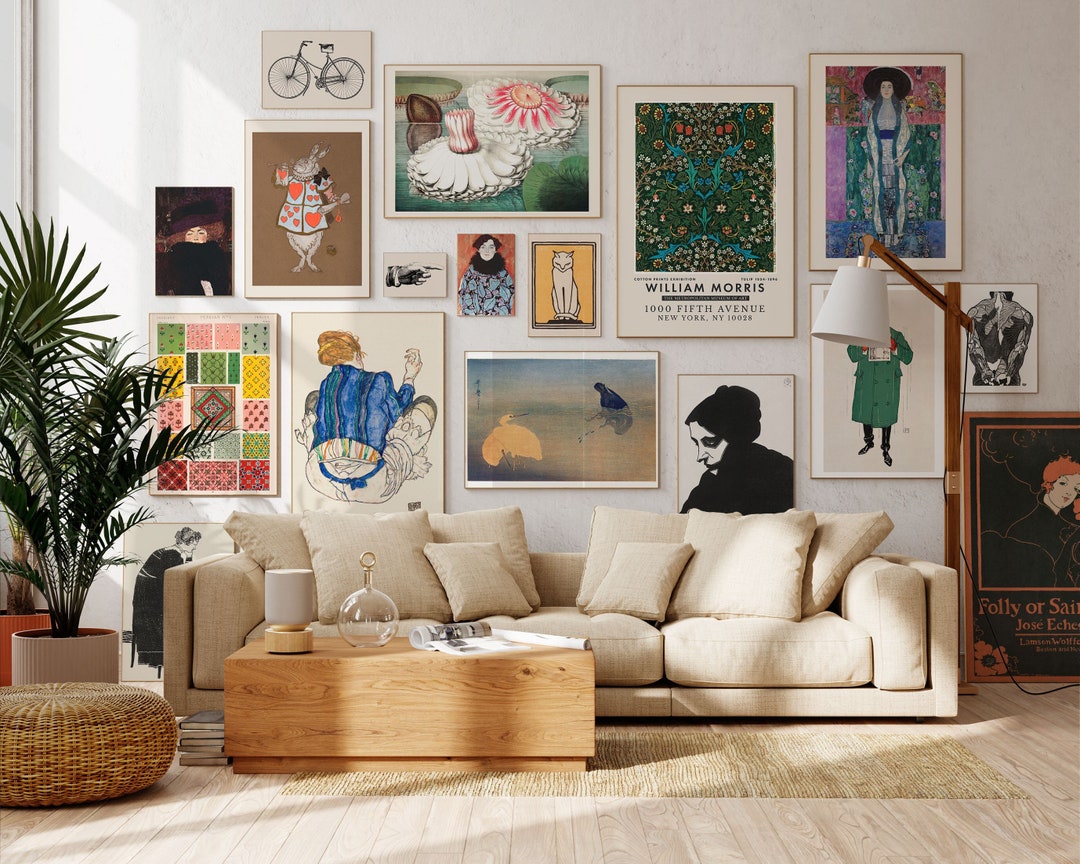 Eclectic Wall Art, Gallery Wall Set of Maximalist Vintage Prints