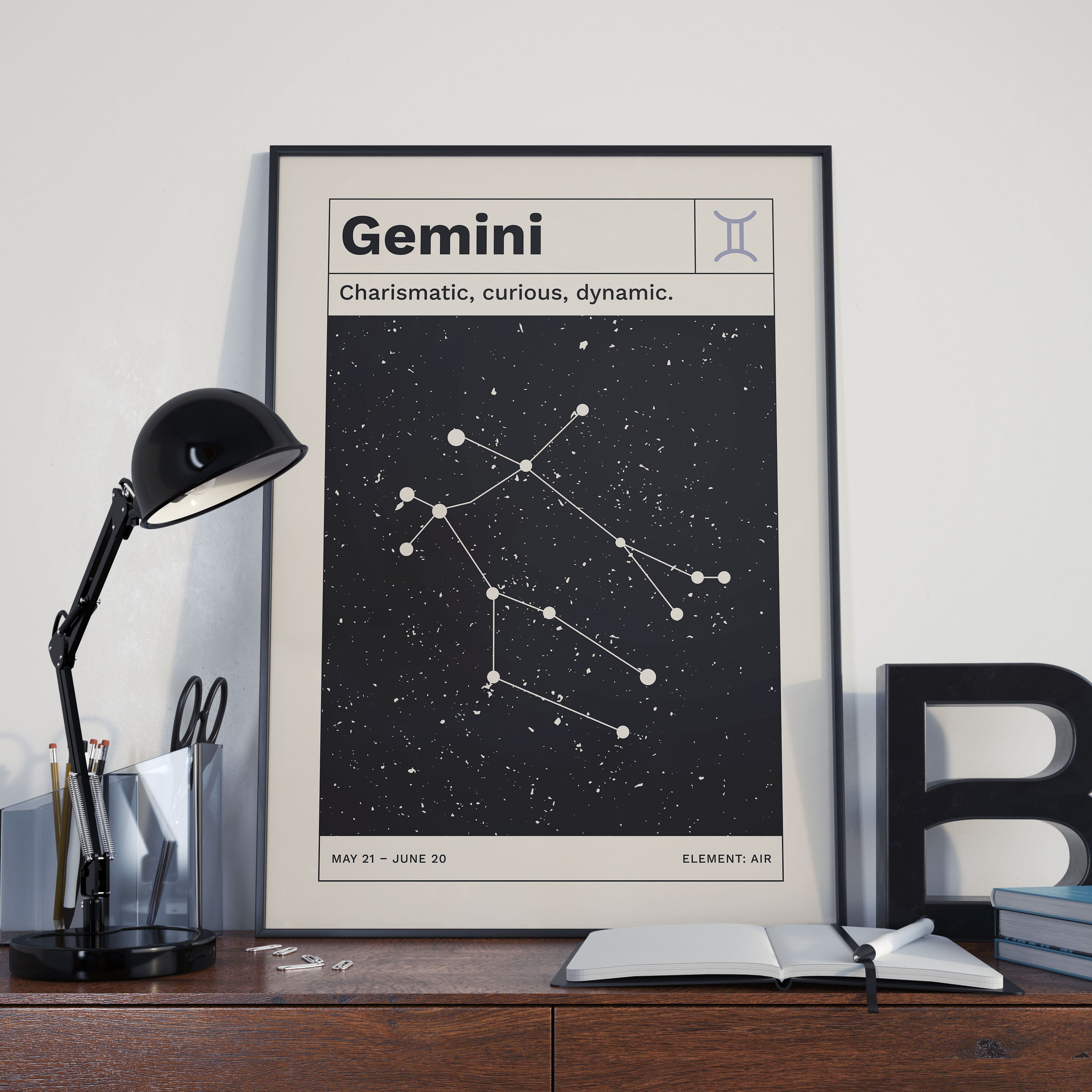 Gemini Horoscope Digital Poster Retro Zodiac Art Print | Etsy