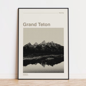 Grand Teton National Park Minimalistisches Poster in neutralen Tönen, ReiseLandschaft Druck Digital Download