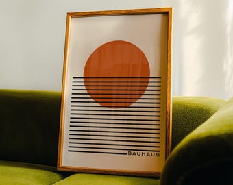 Bauhaus Eye Poster, Geometric Mid Century Modern Print, Retro Printable Minimalist Wall Art, Mcm Living Room Decor, Digital Download Art