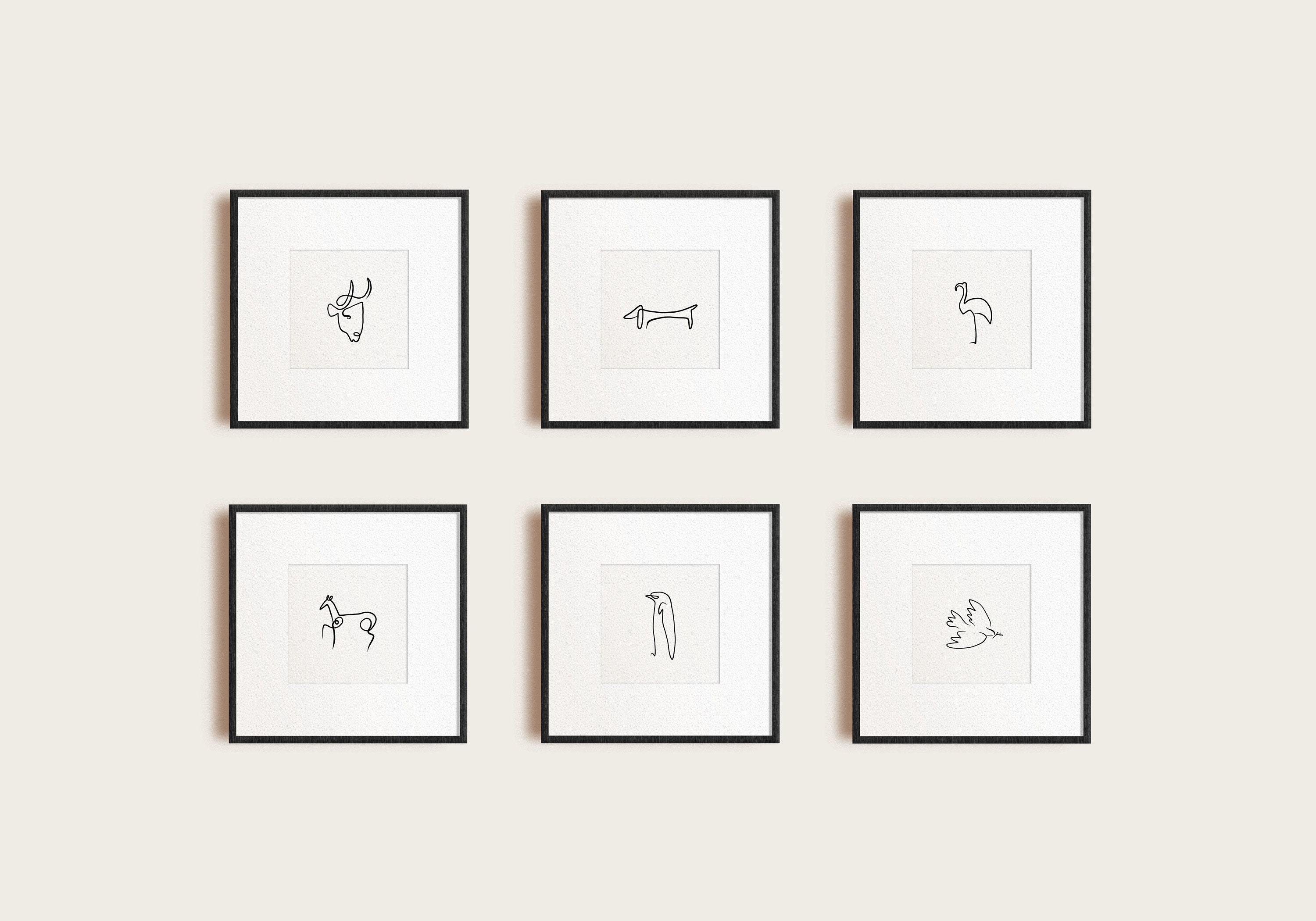 Picasso Line Art Print Set, Black and White Minimalist Digital Prints ...