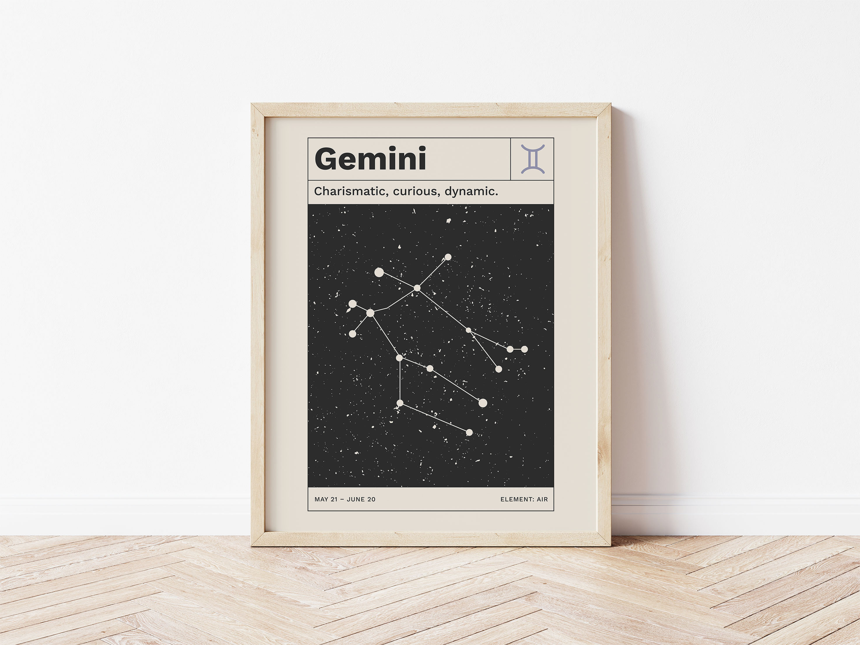 Gemini Horoscope Digital Poster Retro Zodiac Art Print | Etsy