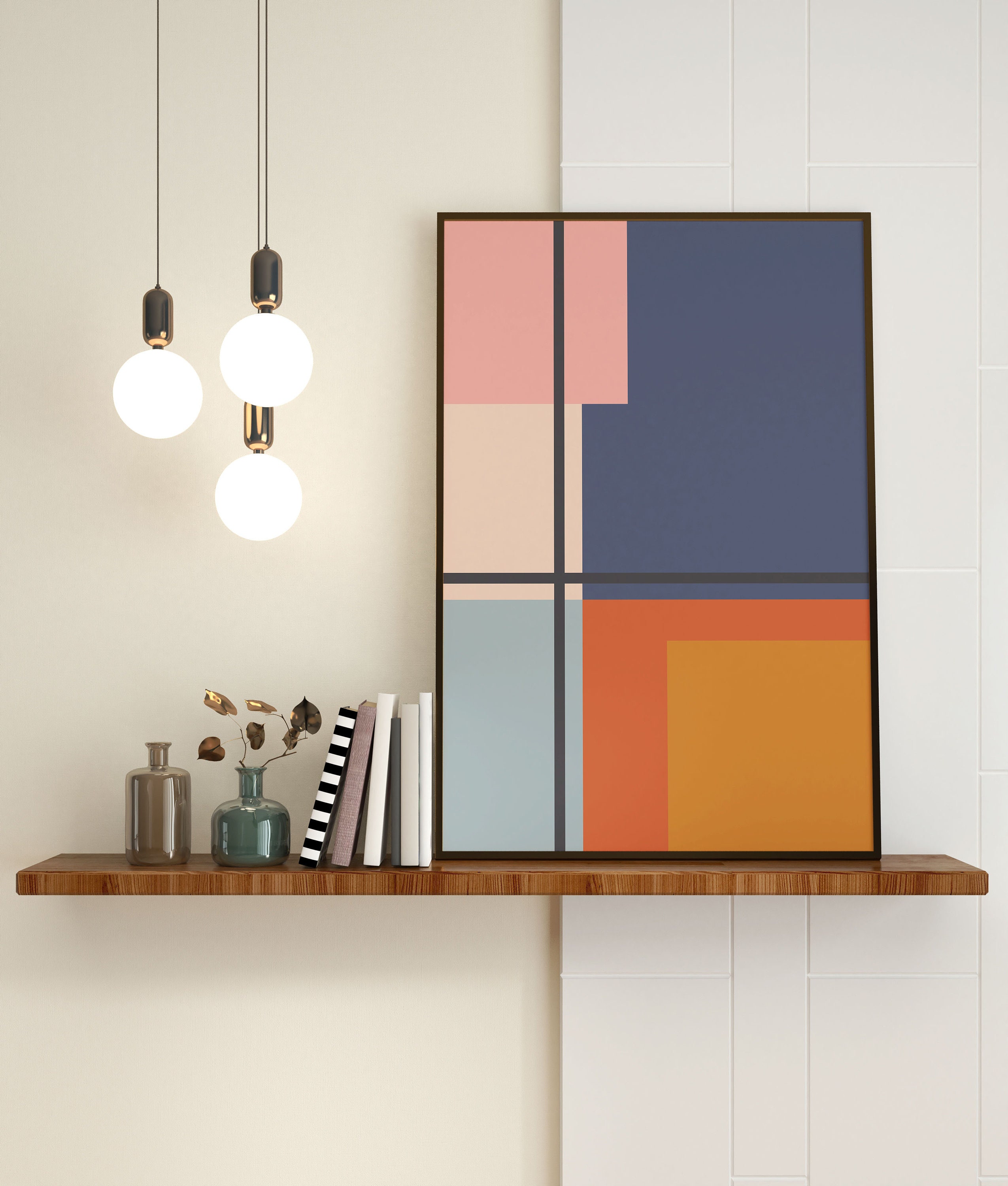 Mid Century Modern Retro Poster, Bauhaus Abstract Geometric Print ...
