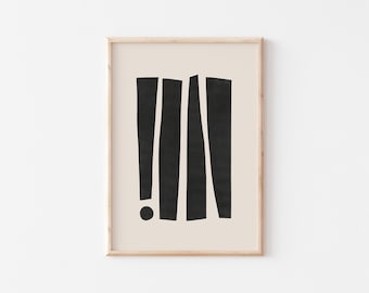 Mid Century Modern Abstract Digital Print, Póster geométrico estilo Bauhaus en negro y beige, Boho Printable Wall Art