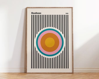 Bauhaus Exhibition Poster 1923, Minimalist Eclectic Geometric Print, Retro Mid Century Modern Indie Room Decor Digital Download