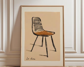 Vintage Printable Wall Art, Retro Minimalist Print, Mid Century Modern Poster, Boho Chic French Art, Digital Download