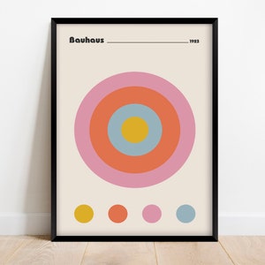 Bauhaus Exhibition Poster 1923, Pastel Pink Wall Art Digital Download, Retro Mid Century Modern Art Digital Print