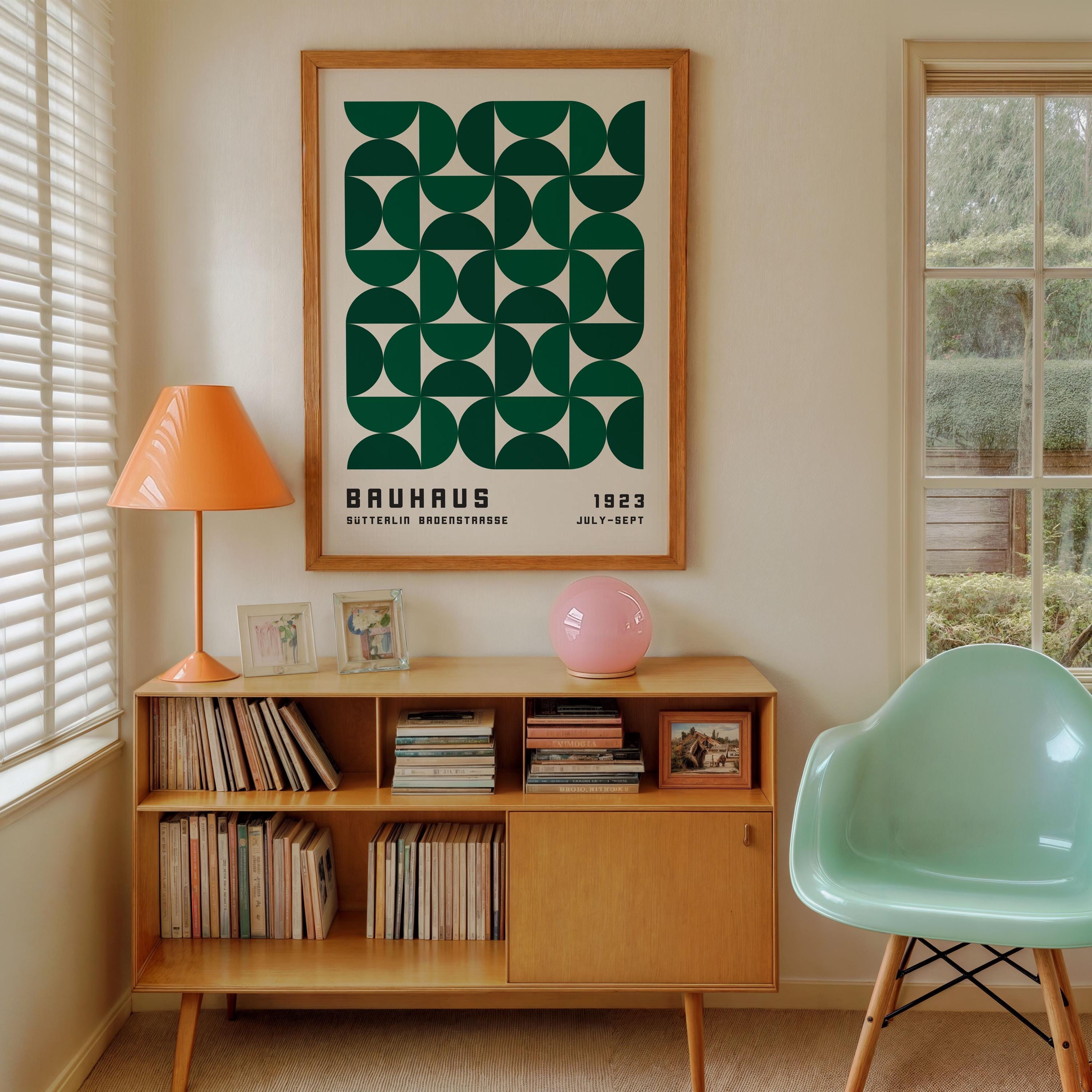 Bauhaus Exhibition Poster 1923, Emerald Green Wall Art, Retro Mid ...