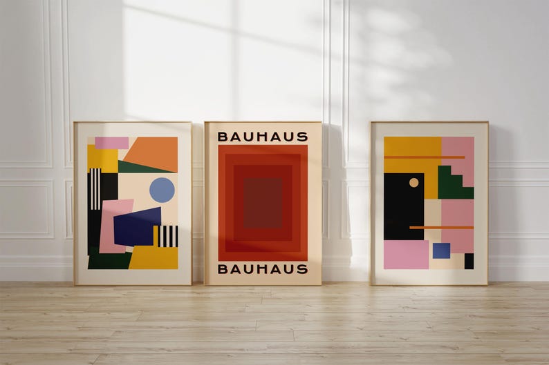 Set of 9 digital prints in mid century modern stylebauhaus print