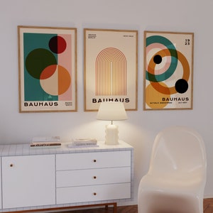 Bauhaus Set of 3 Prints, Vintage Mid Century Modern Posters, Retro ...