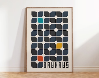 Minimalist Bauhaus Wall Art, Abstract Geometric Print, Retro Mid Century Modern Poster Digital Download