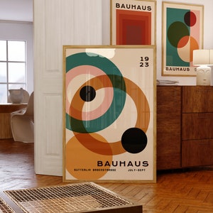 Bauhaus Retro Art Print 1923, Vintage Mid Century Modern Wall Art, Geometric Colorful Print, Modern Living Room Decor Digital Download