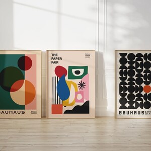 Set of 9 digital prints in mid century modern stylebauhaus print