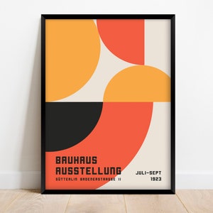 Bauhaus Ausstellung Poster 1923, Orange Geometrische Wandkunst Digitaler Download, Retro Abstrakt Mid Century Modern Digitaldruck