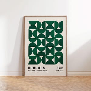 Bauhaus Exhibition Poster 1923, Emerald Green Wall Art, Retro Mid Century Modern Poster, Geometric Living Room Wall Decor Digital Download
