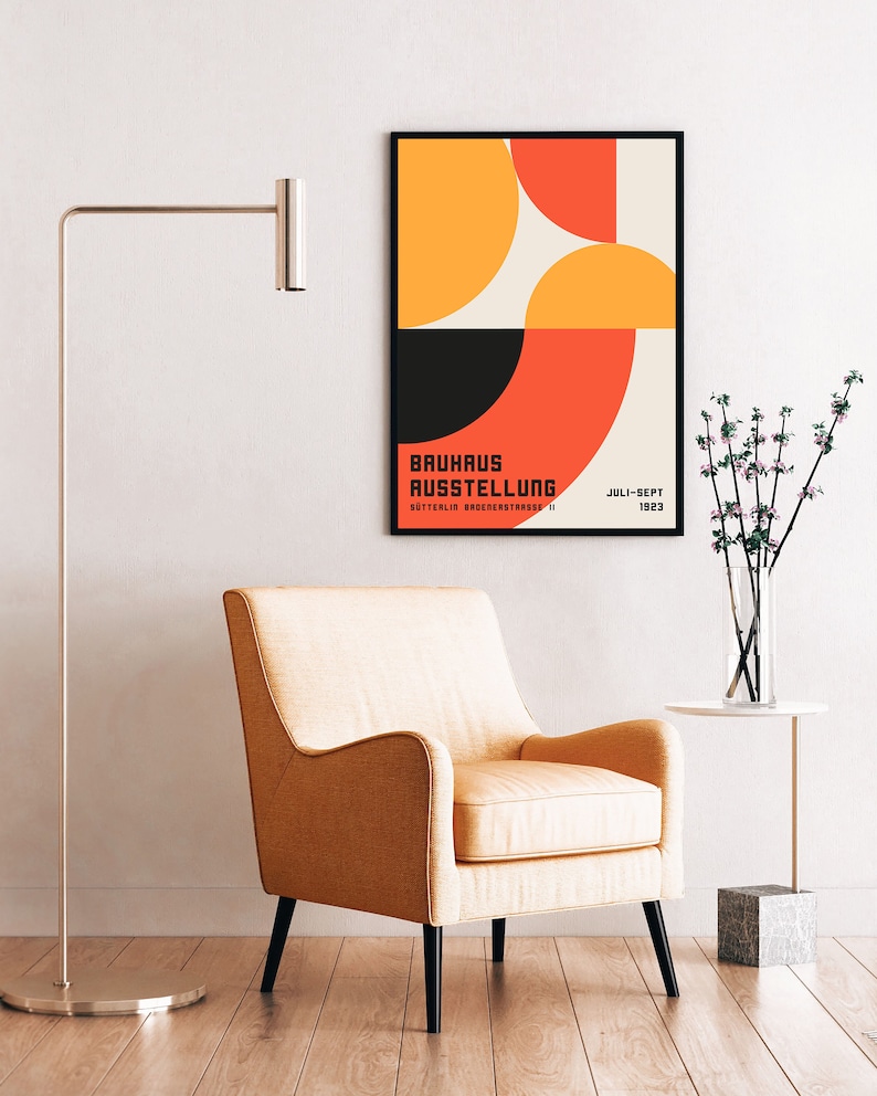 Bauhaus Exhibition Poster 1923, Orange Geometric Wall Art Digital ...